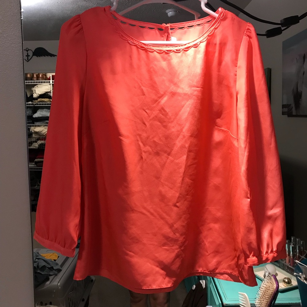 Sheer neon coral top